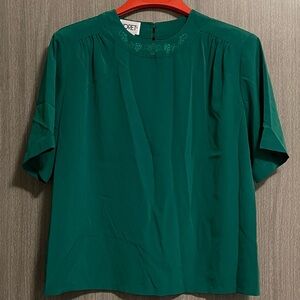 Vintage Koret Emerald Green Blouse - Tear Drop Closure - Size 10